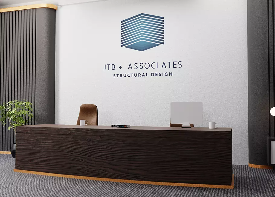 JTB logo design on wall.