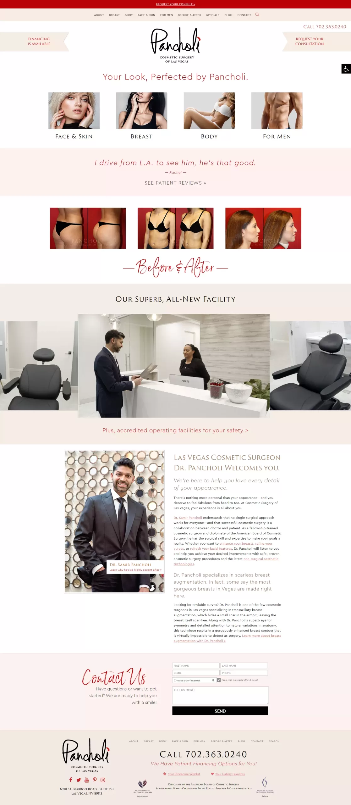 Cosmetic Surgeon Web Design of Home Page
