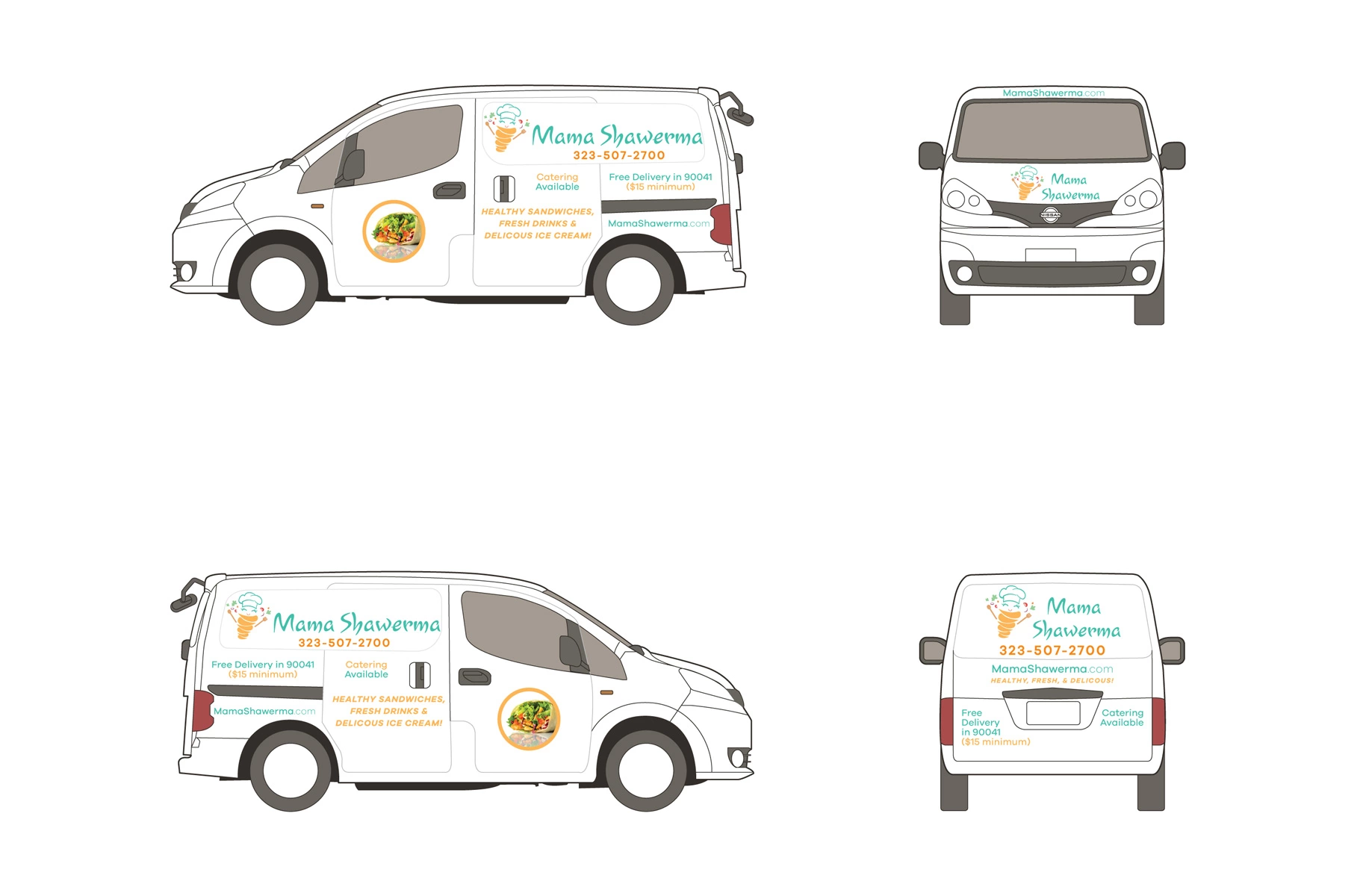 Vehicle Wrap Design for Mama Shawerma Restaurant