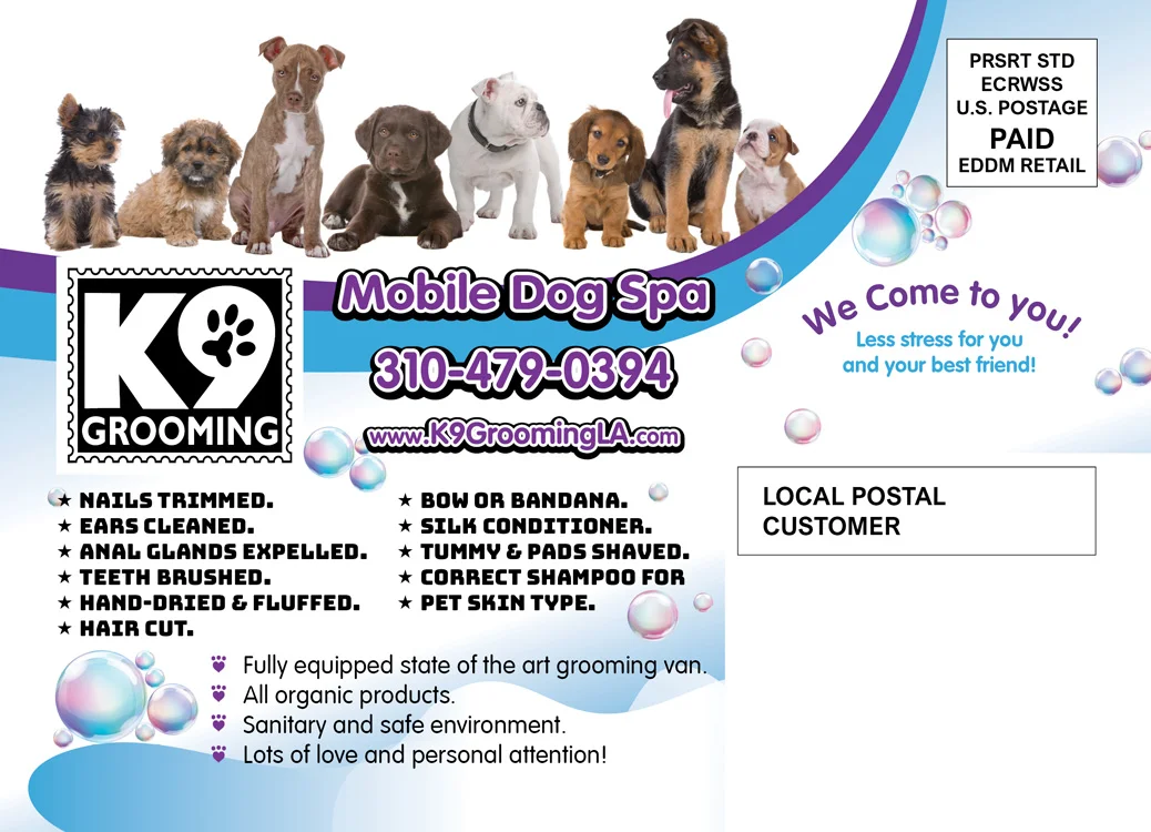 K9 Grooming Dog Spa Postcard Design - back