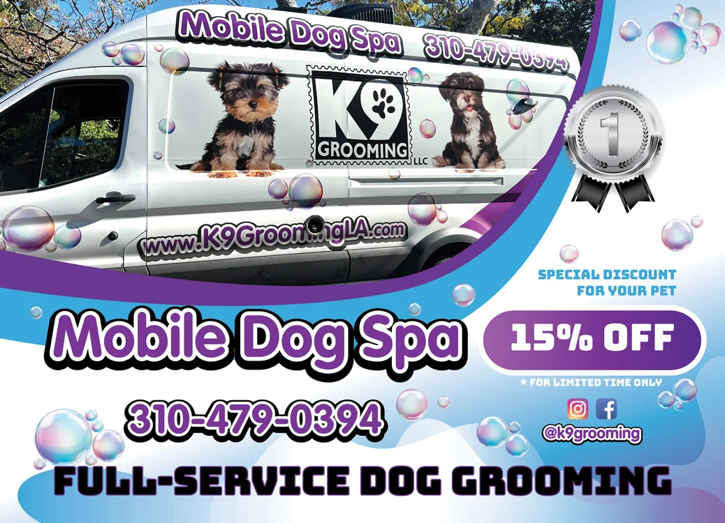 K9 Grooming Dog Spa Postcard Design - front